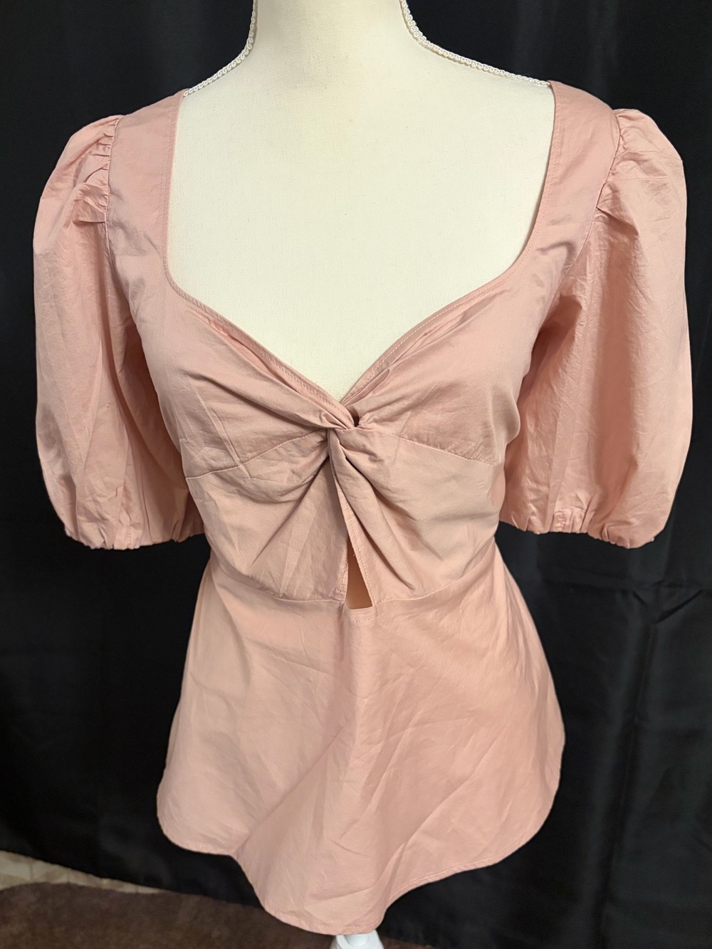 NWT Old Navy Pink Knot-Front Puff Sleeve Top Size Large